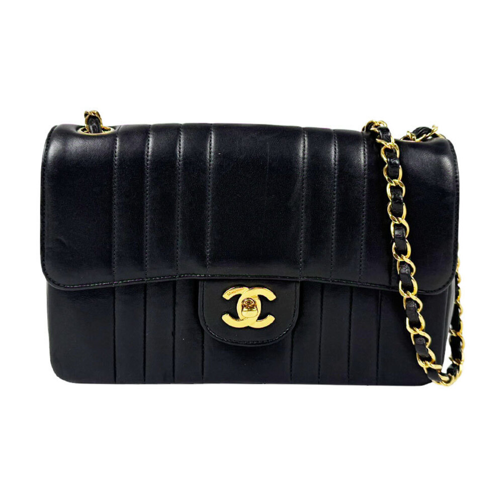 Chanel CHANEL Shoulder Bag Leather Metal Black Gold Women's z11127